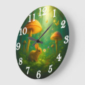 Betoverde boskonijn & paddenstoelen grote klok (Hoek)