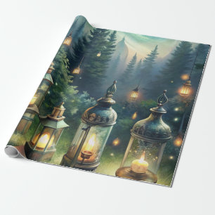Betoverde Boslantaarns Onder Maneschijn Cadeaupapier