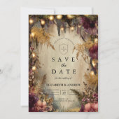 Betoverde Boslichten Bloemige Bruiloft Save The Date (Voorkant)