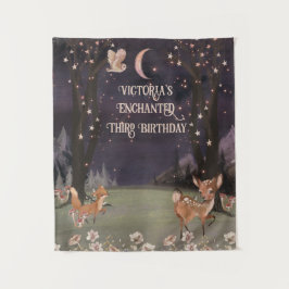 Betoverde Bosmaanlicht Baby Shower Wandkleed