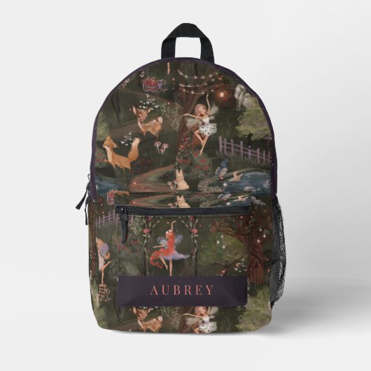 Betoverde Bosnacht Bosbeesten Dieren Feeën Bedrukte Rugzak (Voorkant)