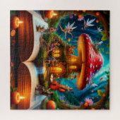 Betoverde bosomgeving met feeën legpuzzel (Horizontaal)