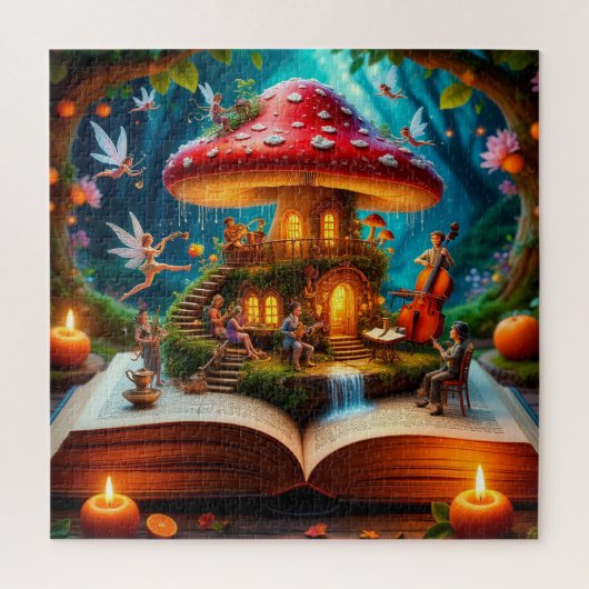 Betoverde bosomgeving met feeën legpuzzel (Verticaal)