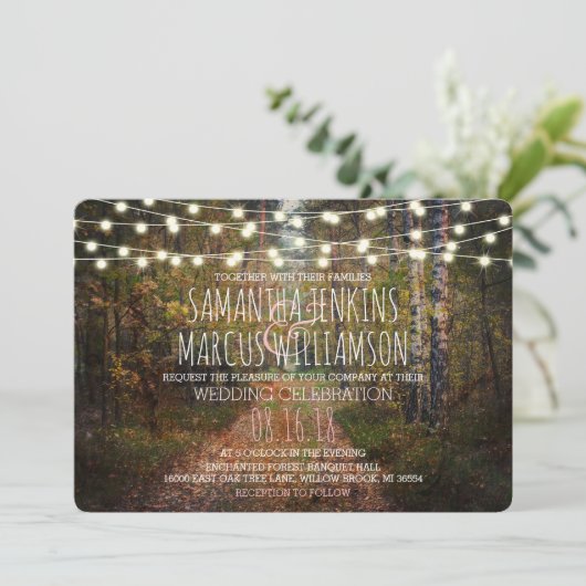Betoverde Bospad Bruiloft Viering Kaart (Staand voorkant)