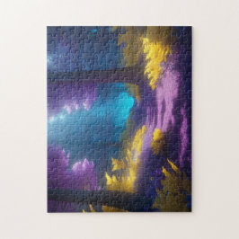 Betoverde Bospad in Neon Paarse en Goud Legpuzzel