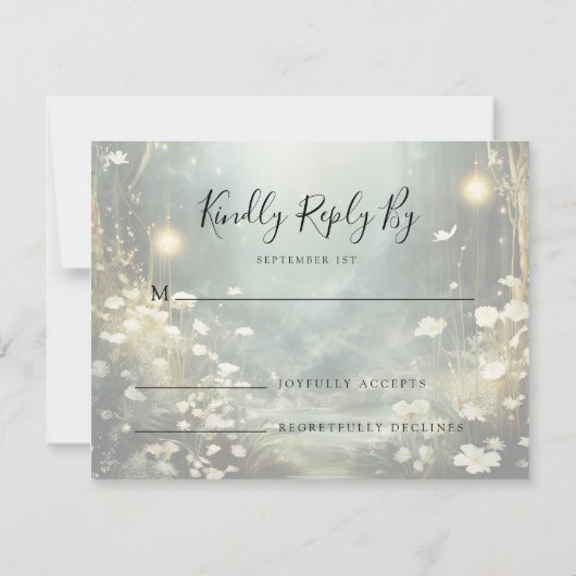 Betoverde bospad van bloemen RSVP (Achterkant)