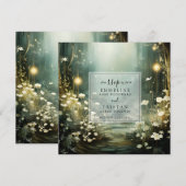 Betoverde bospad van bloemen RSVP Save The Date (Voorkant / Achterkant)