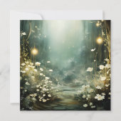 Betoverde bospad van bloemen RSVP Save The Date (Achterkant)