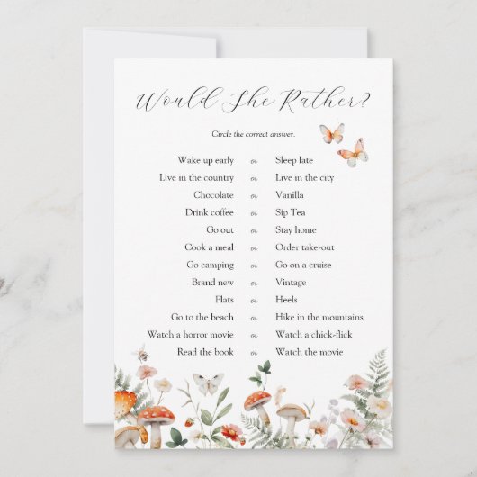 Betoverde bospaddenstoel zou ze liever Kaarten (Voorkant)