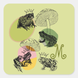 Betoverde Bospaddenstoelen en Kikkers Custom Vierkante Sticker