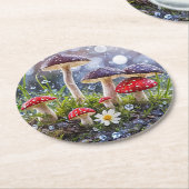 Betoverde Bospaddenstoelen in de regen Ronde Kartonnen Onderzetter (Gebogen)