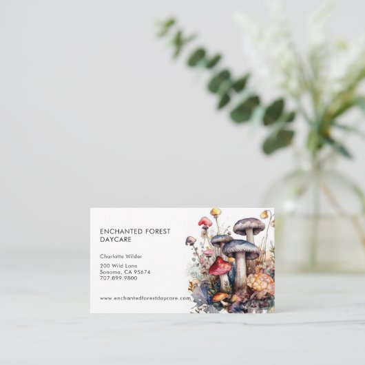 Betoverde Bospaddenstoelen Kinderdagverblijf Visitekaartje (Staand voorkant)