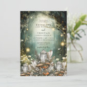 Betoverde Bospaddenstoelen Mystieke bruiloft Kaart (Staand voorkant)