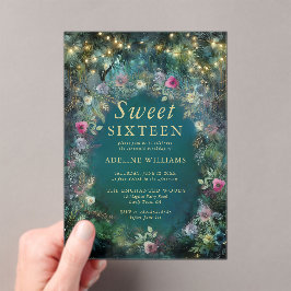 Betoverde bosrozen groenvoorziening bosland zoete  acryl uitnodigingen