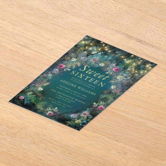 Betoverde bosrozen groenvoorziening bosland zoete  acryl uitnodigingen (Laagn)