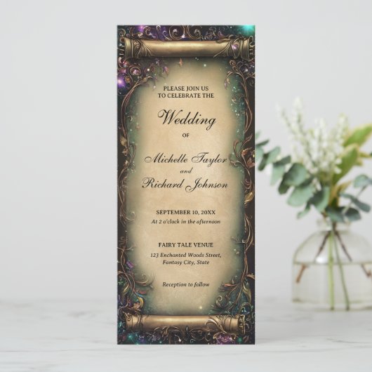 Betoverde Bossen Forest Fairy Tale Wedding Scroll Kaart (Staand voorkant)