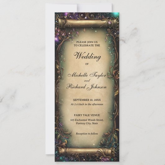 Betoverde Bossen Forest Fairy Tale Wedding Scroll Kaart (Voorkant)
