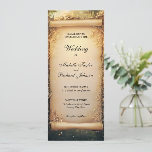 Betoverde Bossen Forest Fairy Tale Wedding Scroll Kaart (Staand voorkant)