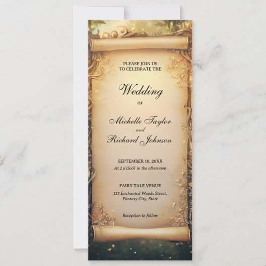 Betoverde Bossen Forest Fairy Tale Wedding Scroll Kaart (Voorkant)