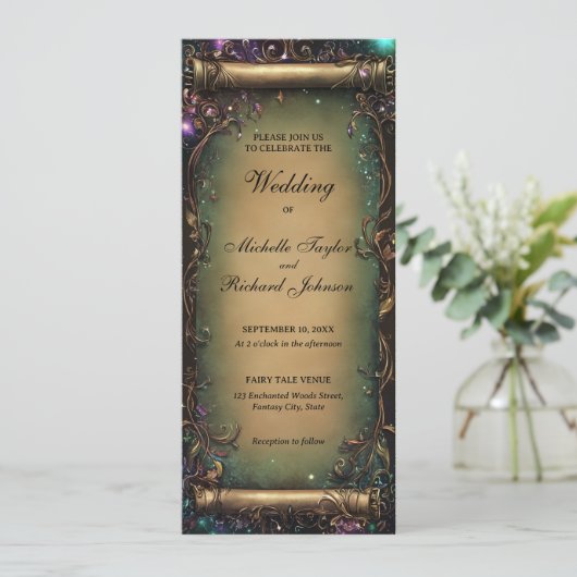 Betoverde Bossen Forest Fairy Tale Wedding Scroll Kaart (Staand voorkant)