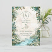 Betoverde bossen rustieke bruiloft kaart (Staand voorkant)