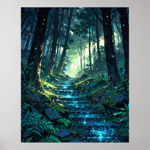Betoverde bosstroom poster