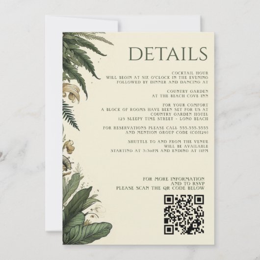 betoverde bosuitnodiging met QR-code Kaart (Achterkant)