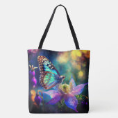 Betoverde bosvlinder op de bloem tote bag (Achterkant)