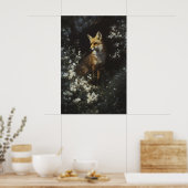 Betoverde Bosvos Witte Wilde Bloemen Kunst Poster (Keuken)