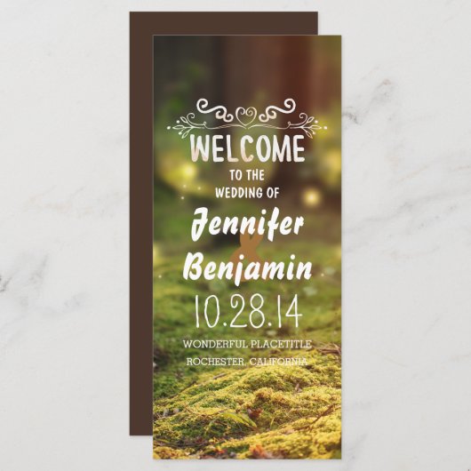 Betoverde bosvuurvliegjes trouwprogramma's programmakaart (Voorkant / Achterkant)