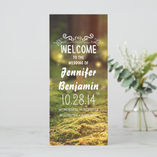 Betoverde bosvuurvliegjes trouwprogramma's programmakaart (Staand voorkant)