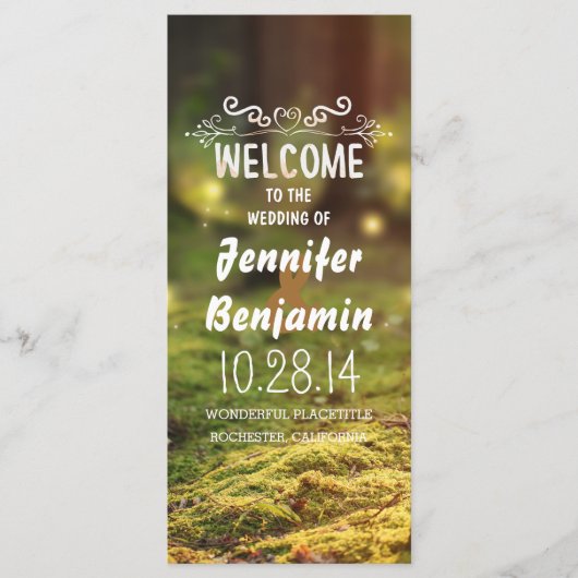 Betoverde bosvuurvliegjes trouwprogramma's programmakaart (Voorkant)