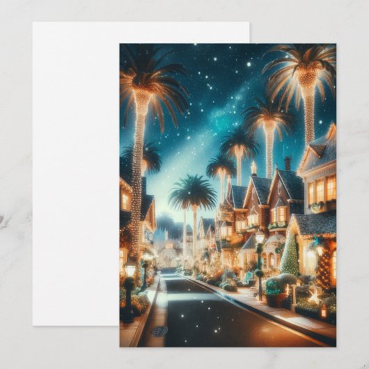 Betoverde Californische kerst: Modern Wonderland Feestdagenkaart (Voorkant / Achterkant)
