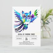 Betoverde charmante digitale uil verjaardag kaart (Staand voorkant)
