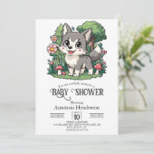 Betoverde Charming Wolf Baby shower Digitaal Kaart (Staand voorkant)