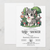 Betoverde Charming Wolf Baby shower Digitaal Kaart (Voorkant / Achterkant)