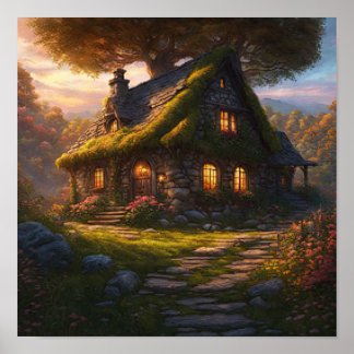 Betoverde Cottage Fairy Tale Cottage Poster