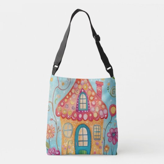 Betoverde Cottage Garden Art Crossbody Tas (Achterkant)