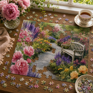 Betoverde Cottage Tuinpad & Bank Bloemstuk Legpuzzel