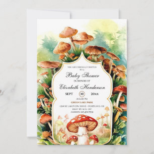 Betoverde Cottagecore Mushroom Baby shower Kaart