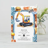 Betoverde Custom Construction Verjaardag Kaart (Staand voorkant)