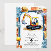 Betoverde Custom Construction Verjaardag Kaart (Voorkant / Achterkant)