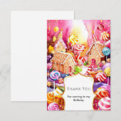 Betoverde Cute Candyland Verjaardag Bedankkaart (Voorkant / Achterkant)