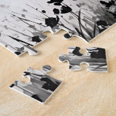 Betoverde dagdroom: zwart & wit denkende vrouw legpuzzel (Zijkant)