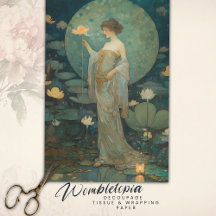 Betoverde Dame in een Magische Lotus Tuin Decoupag