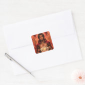 Betoverde Deck Muse Man in het Rood Vierkante Sticker (Envelop)