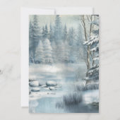 Betoverde dennenbomen bos rustieke winter bruiloft kaart (Achterkant)