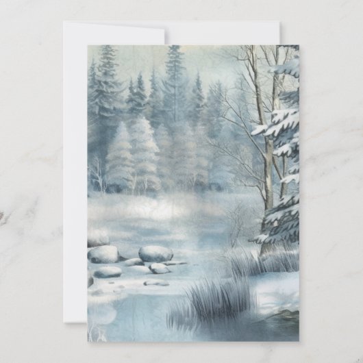 Betoverde dennenbomen bos rustieke winter bruiloft kaart (Achterkant)