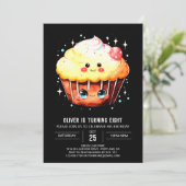 Betoverde digitale cupcake muffin verjaardag kaart (Staand voorkant)