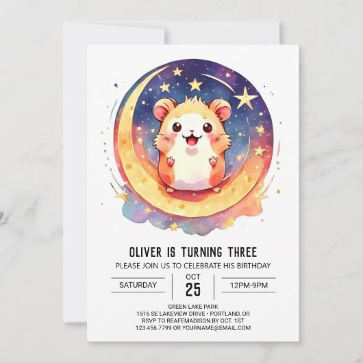Betoverde digitale hamster verjaardag kaart (Voorkant)
